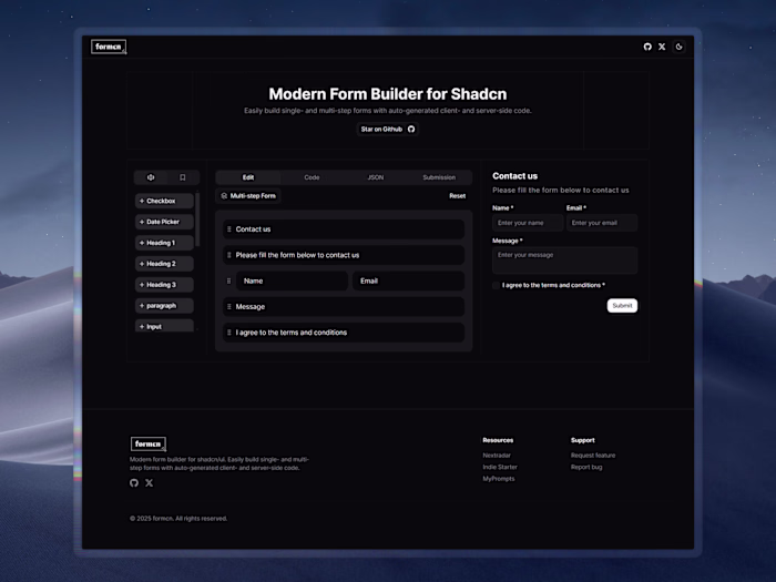 Modern Form Builder for Shadcn