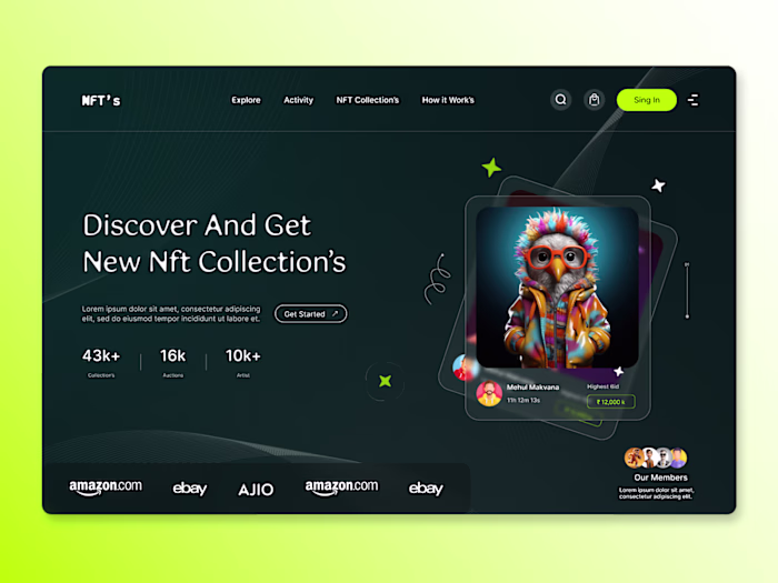 NFT Platform Landing Page Design