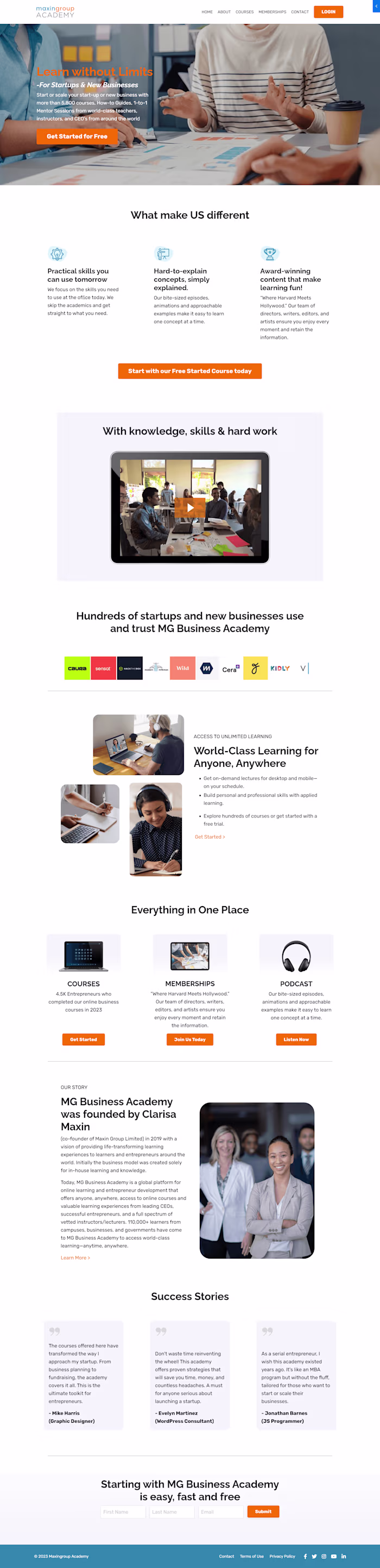 Kajabi Website for Course Academy