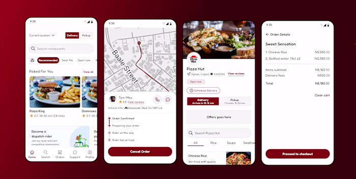 Here are some screens from the food delivery app I recently ...