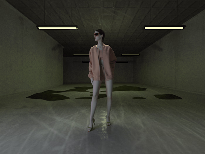 3D Bomber jacket render with background