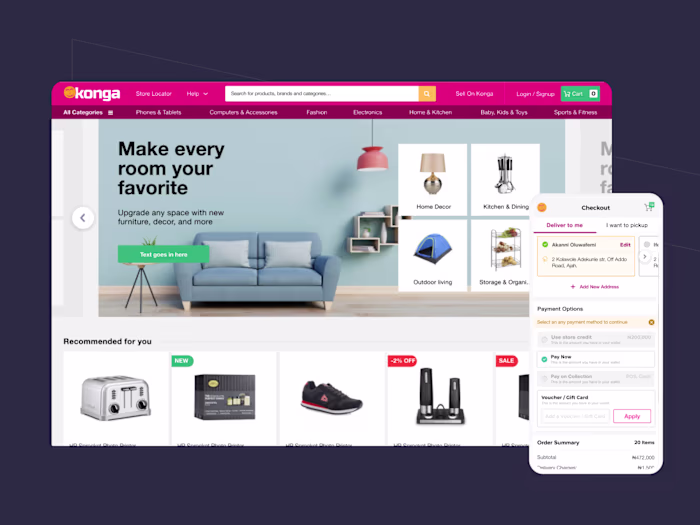 User Research, Design & Prototyping for E-commerce ( konga )