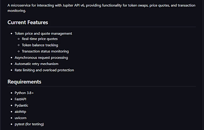 Jupiter API Service
I've developed a