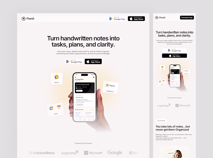 PlanIA Landing page Design
