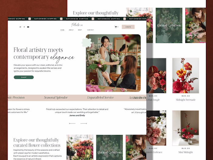 Contemporary Floral Artistry Website Development

