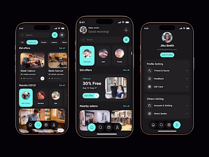 Barber and Beauty Salon Mobile App UI/UX Design