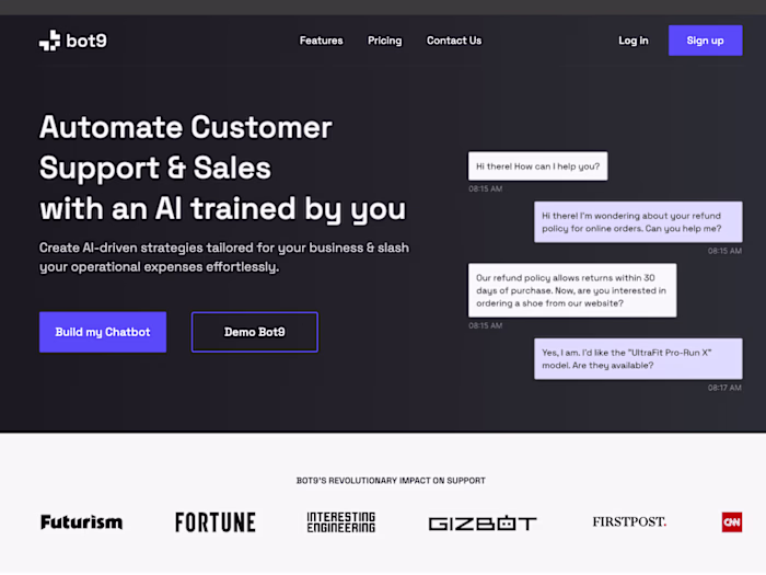 Bot 9 website Design and development