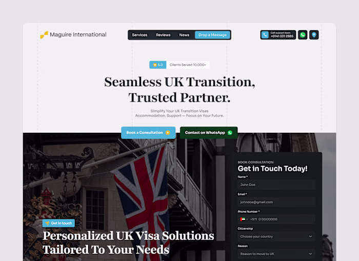 Maguire International Landing Page Redesign