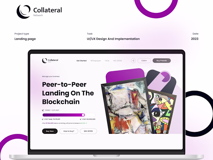 Decentralized lending platform landing page design