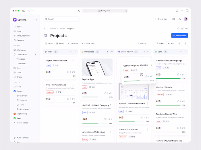 Stratify - Project Management Dashboard