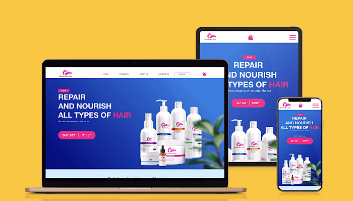 HAIR PRODUCT RESPONSIVE WEB DESIGN on Behance