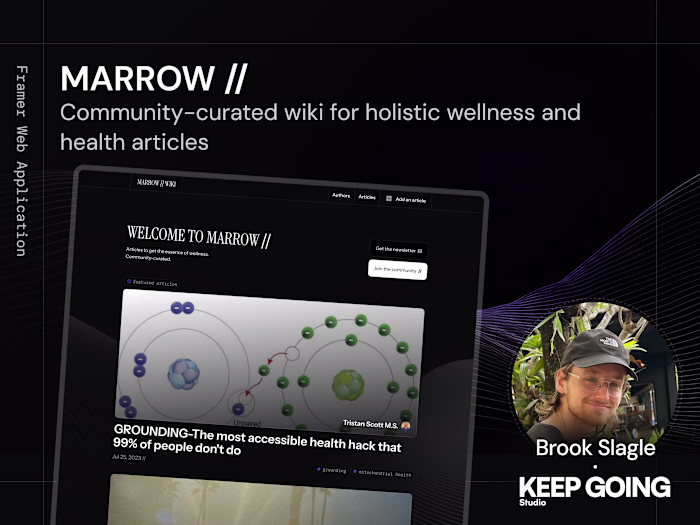 MARROW: Holistic wellness blog/wiki website made in Framer