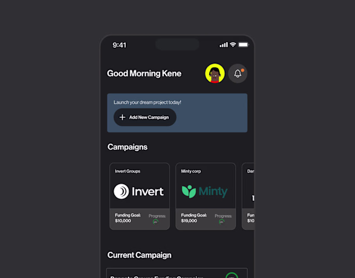 Campaign dashboard B2B Saas mobile