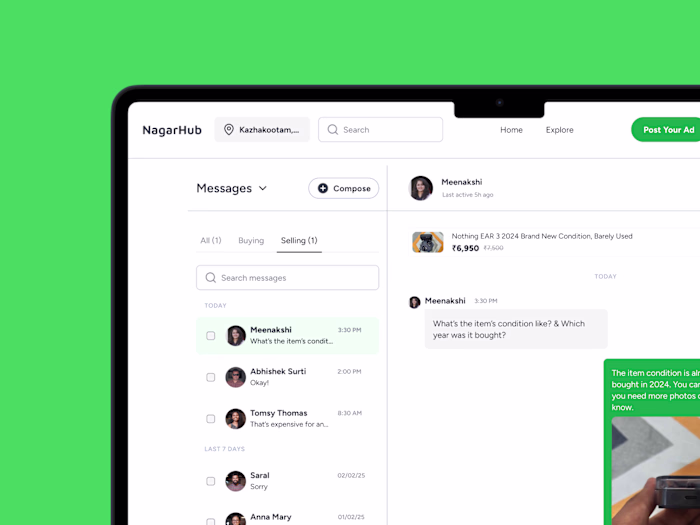 Messages Page UI 