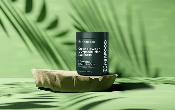 Green Powder Packaging Design for True Sea Moss
