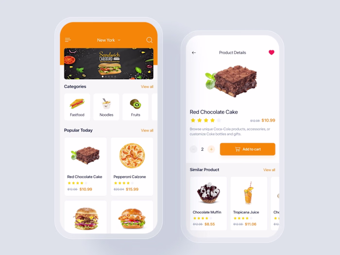 UI for Food Delivery App and Website Concepts