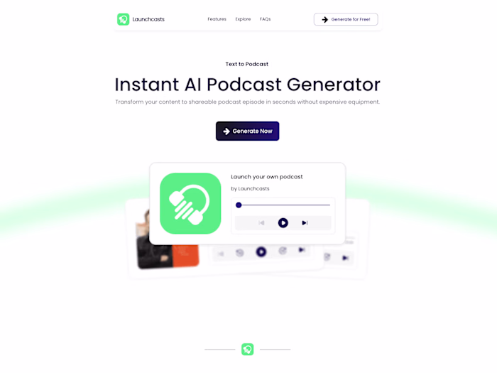 Launchcasts Instant AI Podcast Generator