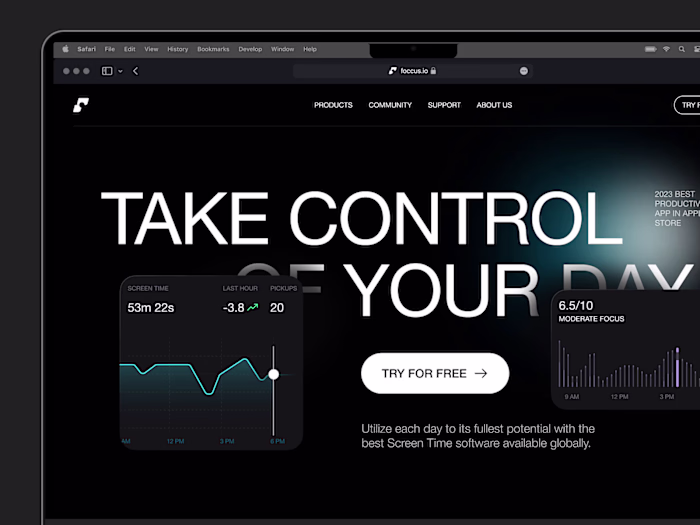 Foccus App Landing Page Design
