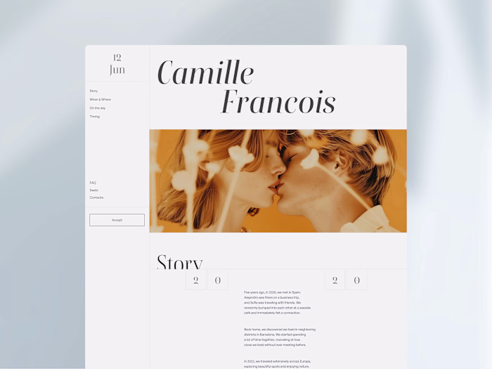 Wedding invitation template / Web design & Framer development