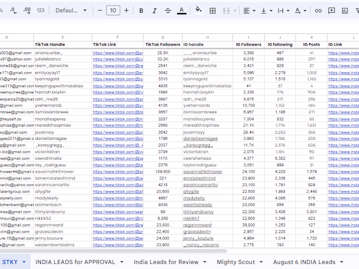 Influencer Leads Research & Outreach Project