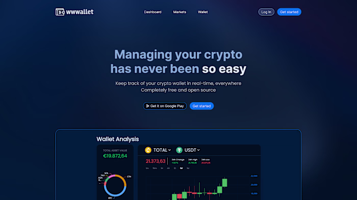 Crypto tracking web app wwwallet landing page 