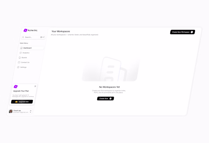 Workspace empty state