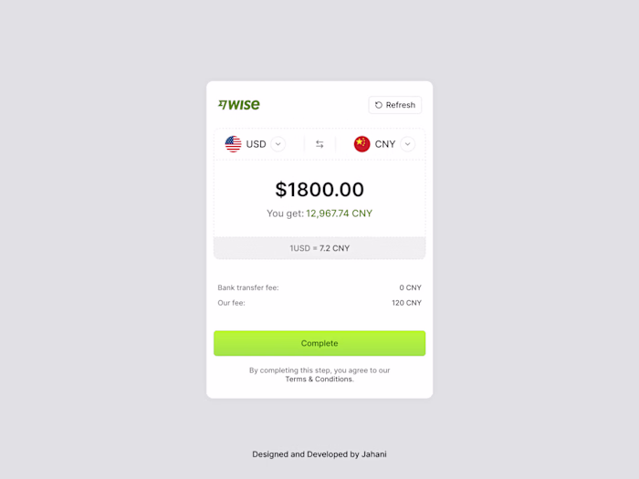 Currency Exchange UI Design and Development