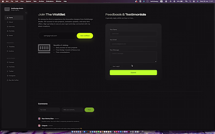 SethDesign Studio (Framer Website)