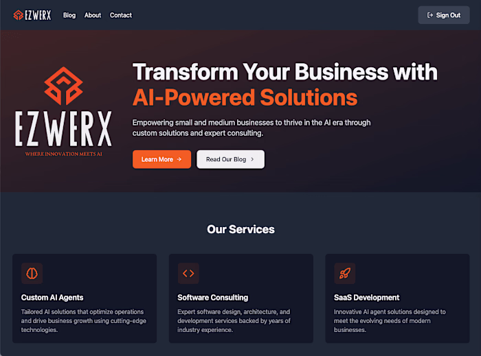 AI-Powered Marketing Site for ezwerx.ai