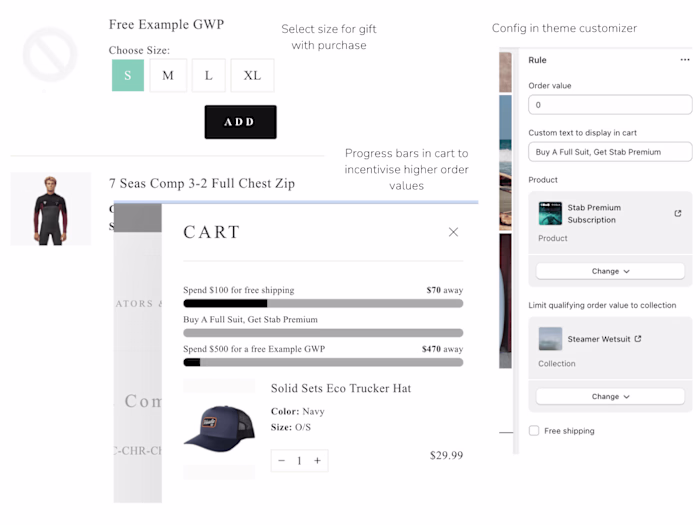 Custom gift with purchase feature (Shopify)