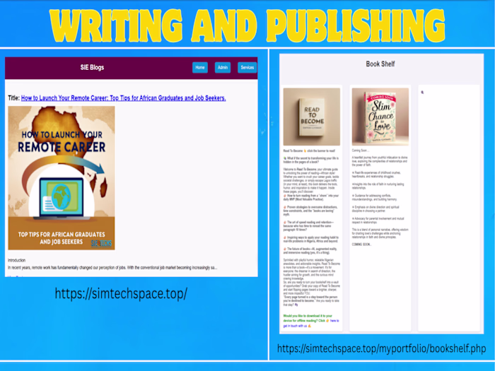 Writing and Publishing: Blogs, E-book, article, Non-fiction,etc