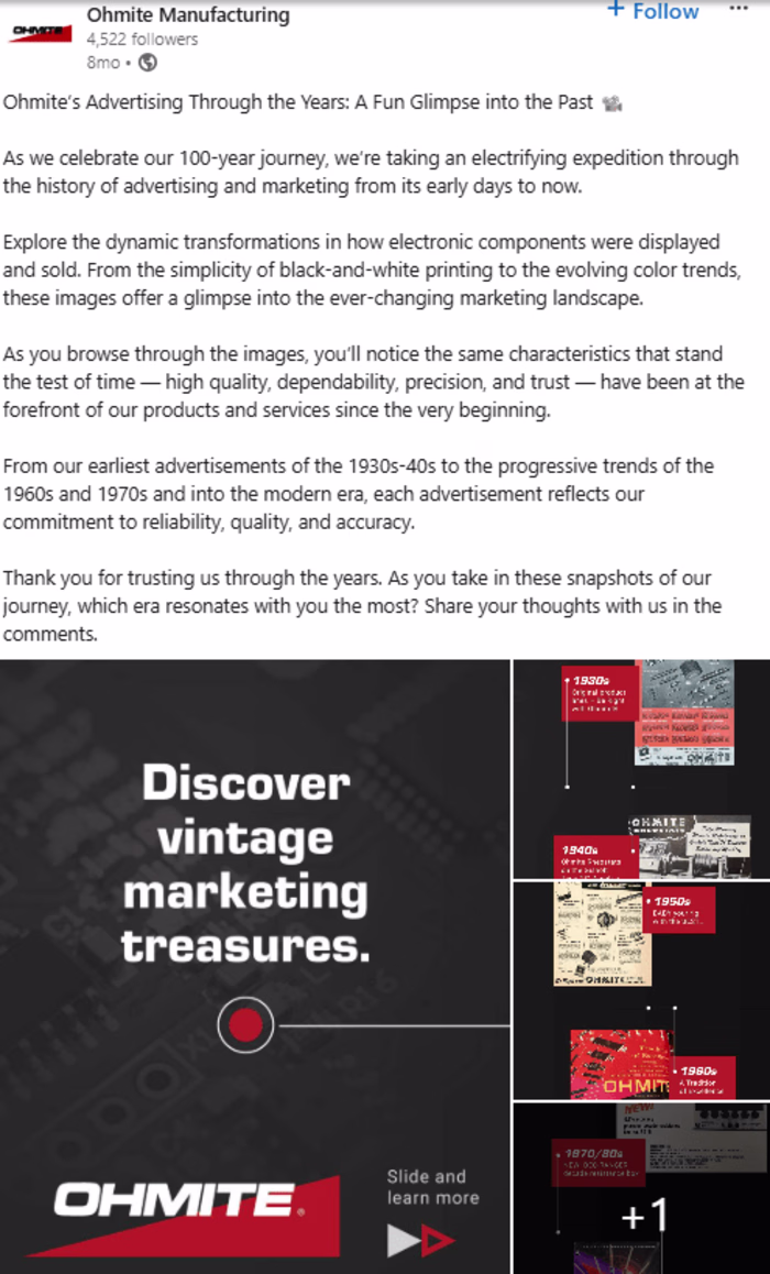 LinkedIn Post: Ads Through the Years