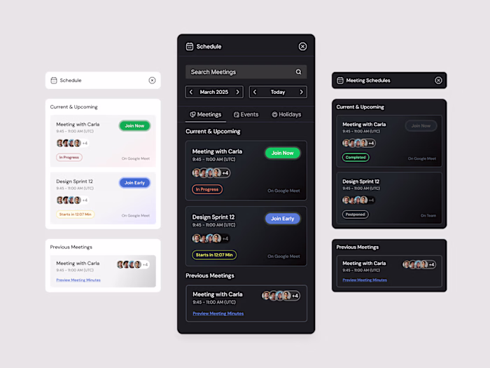 Scheduling App Experience - Dark Mode