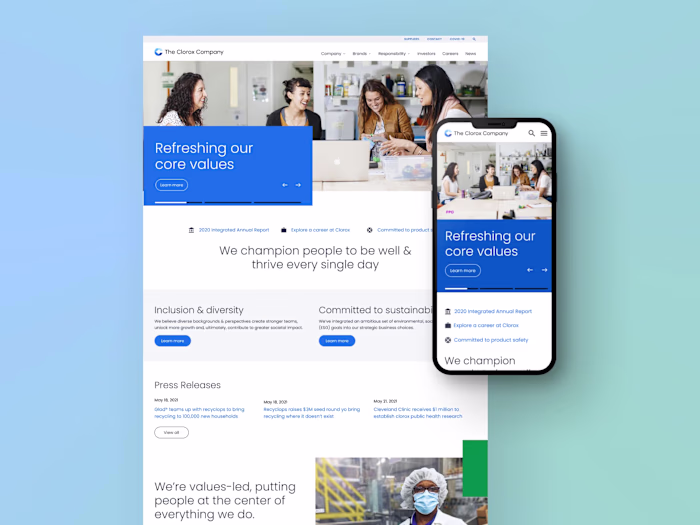 Clorox Corporate Web Experience (UI, Design Systems)