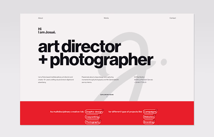 Fullstack development for an art Director / photographer