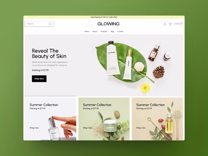 Glowing | Skincare e-commerce website.