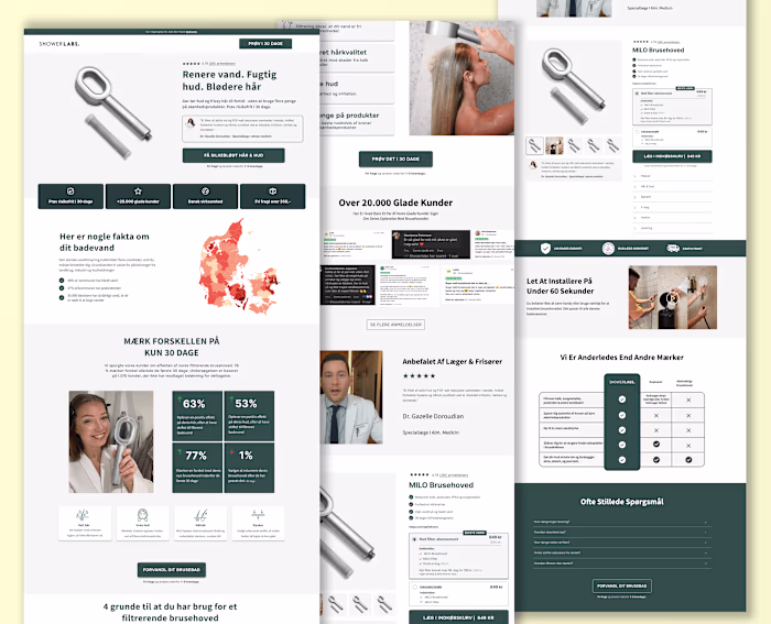 Sales page for Showerlab brand
