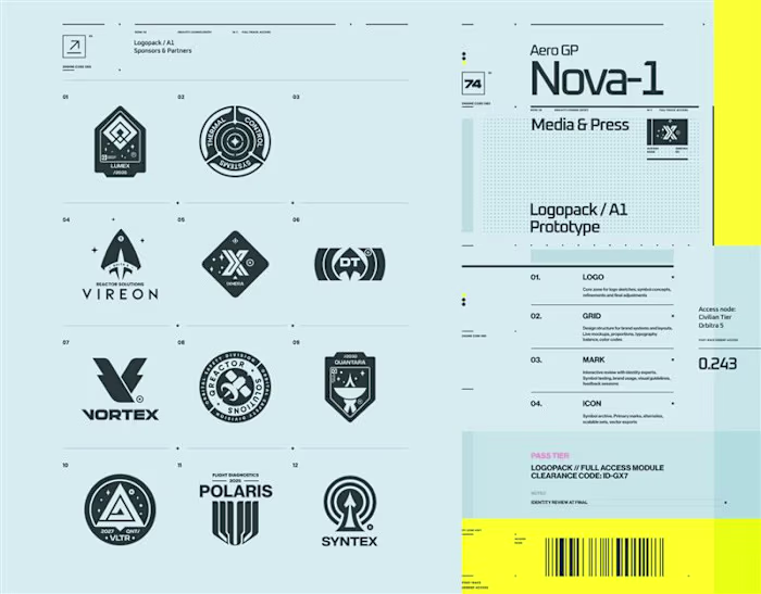 Here's some early brand identity work for the NOVA-1 jet rac...