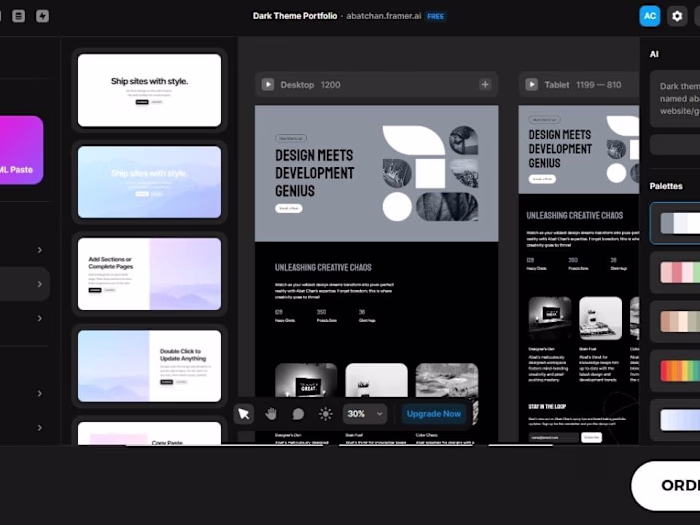 Figma and Framer website, landing page, app