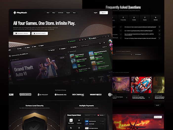 PlayMuch - Landing Page Dashboard Design