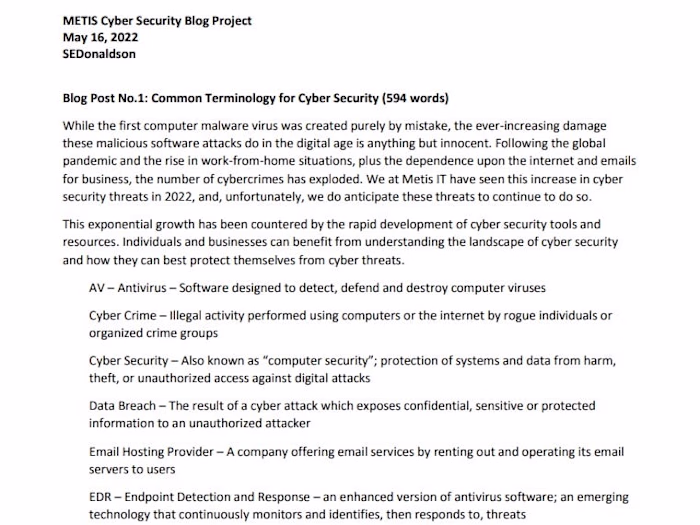 Cyber Security Blog Posts