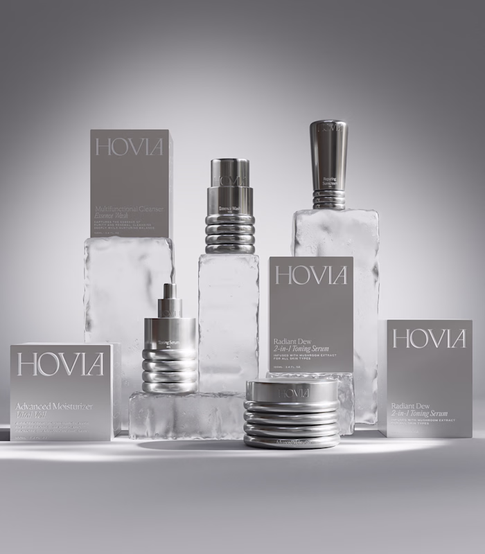 HOVIA – Minimalist Skincare | 3D Product Visualizations