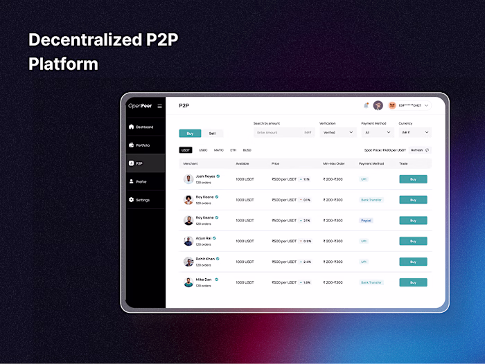 Self-custodial P2P Crypto Web Application