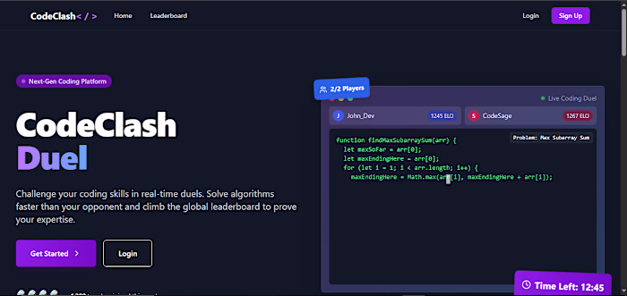 Fullstack 1v1 DSA Competition Platform