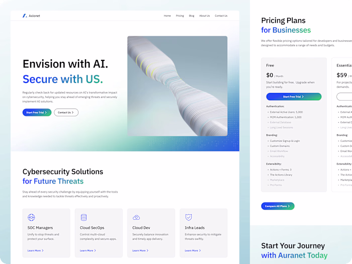 Axionet — AI Cyber Security Startup Website