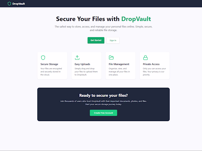 DropVault - A Secure Personal File Storage 🔒