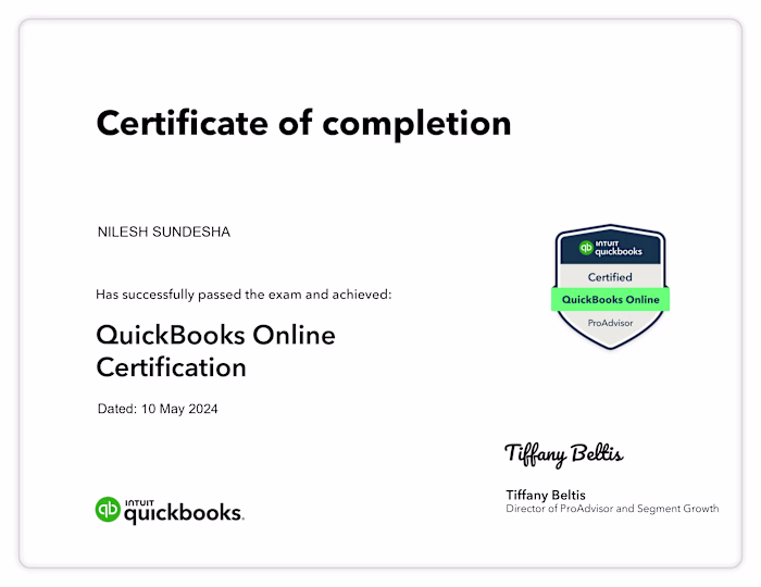Quickbooks Pro Advisor Certificate