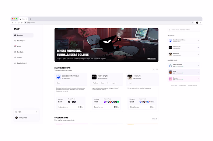 Peep, crypto social app, fund