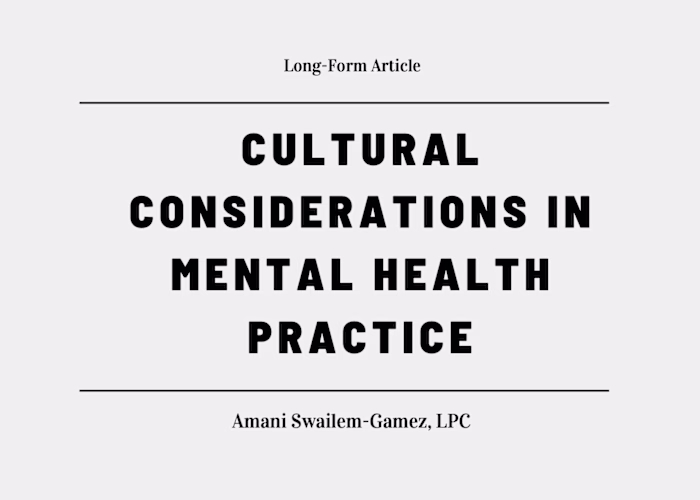 Cultural Considerations in Mental Health Practice