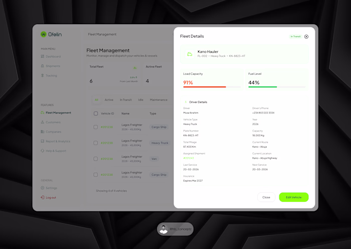 A well-designed Fleet Details screen